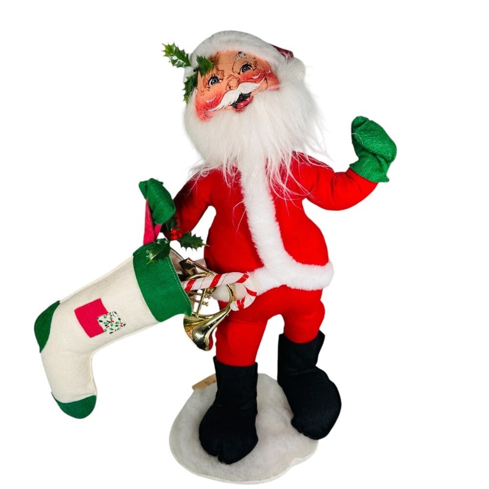 Vintage Large 20" Annalee Doll Santa Claus With Christmas Stocking 1990